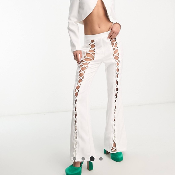 Lace front flare leg pants white - Picture 3 of 4